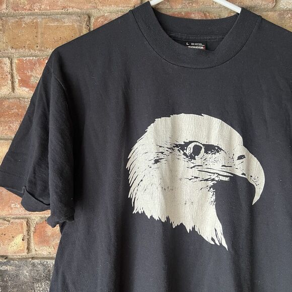Screen Star Made in USA Bald Eagle Black Shirt Animal Bird We Care Fort Steer L - Picture 12 of 16